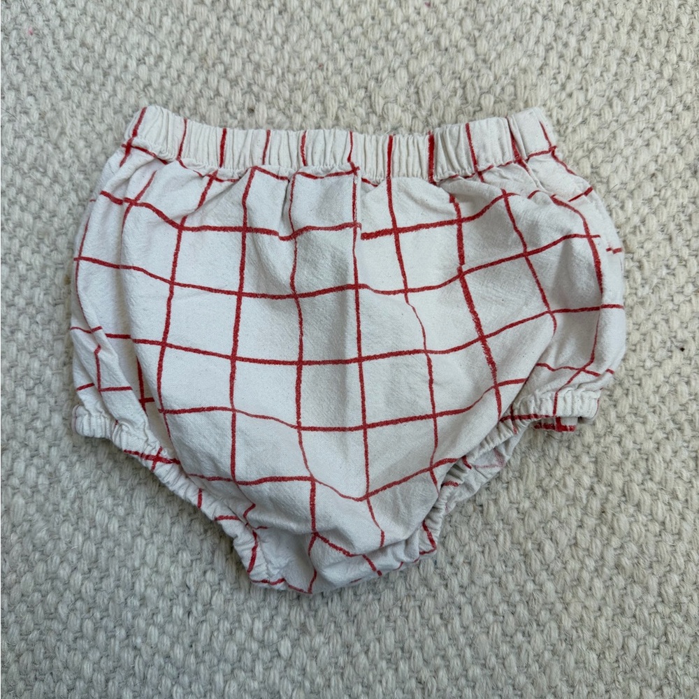 Bobo Choses Red and White Grid Baby Pants